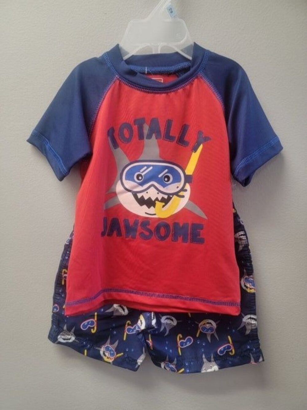 Totally Jawsome Shark 2 Piece Swim Set Boys 18 Months Blue/Red